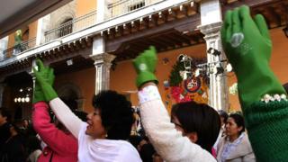 Protesting domestic workers in Mexico. File photo