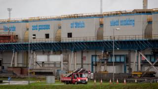 Port Talbot steelworks building with the words written The Pride of Welsh Steel Making on it