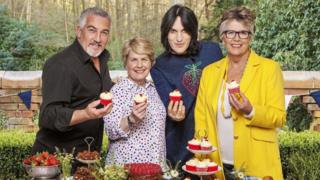 Channel 4 of the judges and presenters for The Great British Bake Off (left to right) Paul Hollywood, Sandi Toksvig, Noel Fielding and Prue Leith.