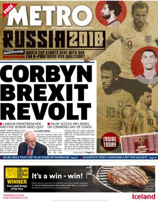 Metro front page