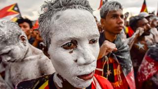 Fretilin party supporters participate in an election campaign rally in Dili, East Timor on 19 July 2017.