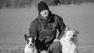 Brad Damms and his border collies Sapphire and Bandit
