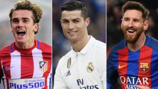 Griezmann, Ronaldo, Messi