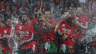 Wales players celebrate
