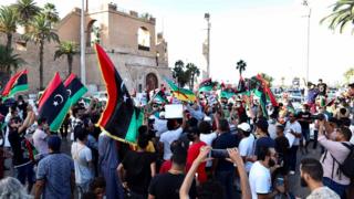 Protesters in Tripoli