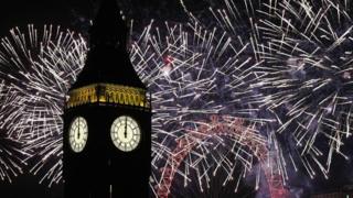 Big Ben new year fireworks