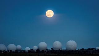 The wolf moon pictured above Menwith Hill, near Harrogate