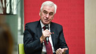 Shadow Chancellor John McDonnell speaks to NHS staff at an event on November 4, 2019 in London