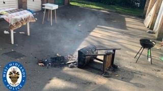 Tipped over barbecue