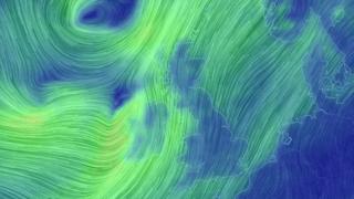 Карта погоды, показывающая шторм над Великобританией