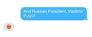Julie Bishop's emoji response to a question about Vladimir Putin