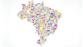 Ilustração do mapa do Brasil formado por diferentes desenhos de pessoas