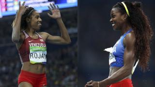La venezolana Yulimar Rojas (izquierda) y la colombiana Catherine Ibargüen (derecha)