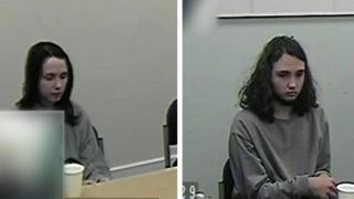 Stills from custody footage of Scarlett Jenkinson and Eddie Ratcliffe