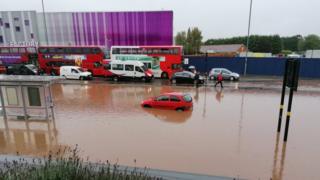 A car in flood water