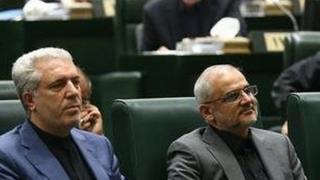 از چپ علیاصغر مونسان وزیر میراث فرهنگی، محسن حاجی میرزایی وزیر آموزش و پرورش و اسحاق جهانگیری معاون اول رئیس جمهور ایران