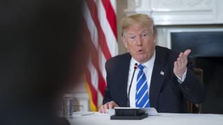 US President Donald J. Trump speaks while attending a meeting on infrastructure with State and local officials, in the State Dining Room of the White House, in Washington, DC, USA, 12 February 2018