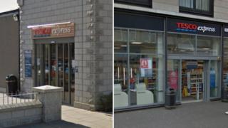 Tesco stores in Aberdeen and Glasgow