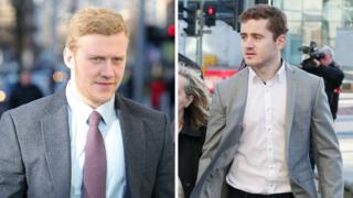 Stuart Olding (left) and Paddy Jackson (right) arriving at court on Thursday