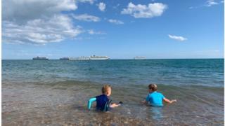 Cruise ships off the coast of Weymouth
