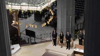 The king and queen attend the Mass at Sagrada Familia