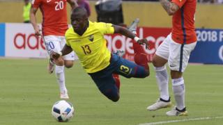 Valencia en una acción del partido.