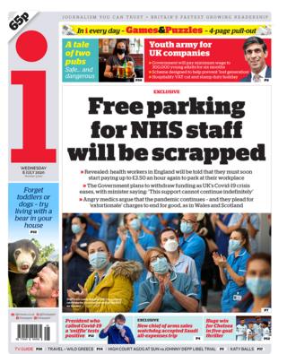 The i newspaper front page