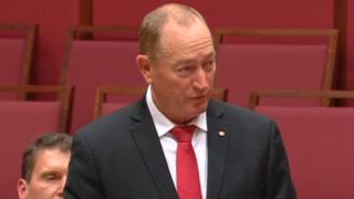 Fraser Anning speaking in the Senate on Tuesday