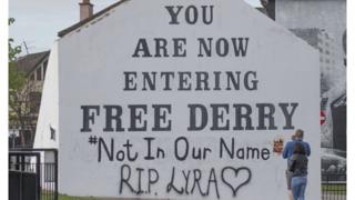 A message of condolence on the Free Derry mural in Londonderry