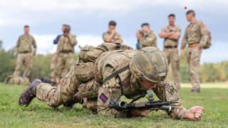 Soldiers at the Royal Army Physical Training Corps School in Aldershot.