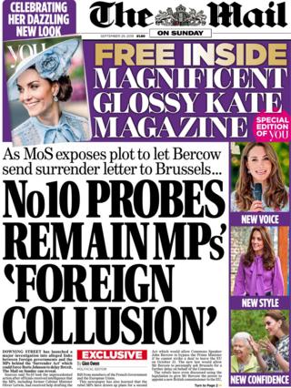 The Mail on Sunday's front page September 29