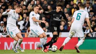 Neymar, Toni Kroos, Lucas Vazquez na Nacho Fernandez