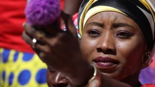 A woman at a rally in Abuja