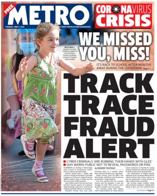 Metro front page 2 June
