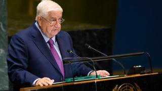وزير الخارجية السوري وليد المعلم خلال كلمته أمام الجمعية العامة للأمم المتحدة