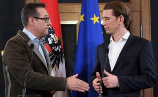 Sebastian Kurz (kulia) and the Freedom Party's Heinz-Christian Strache reached a coalition deal