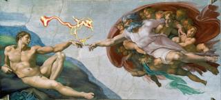 Dios y Adán, detalle del fresco de la Capilla Sixtina de Miguel Ángel