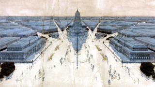 Jules Guerin's painting of Burnham and Bennett's Plan for post-fire Chicago, 1909