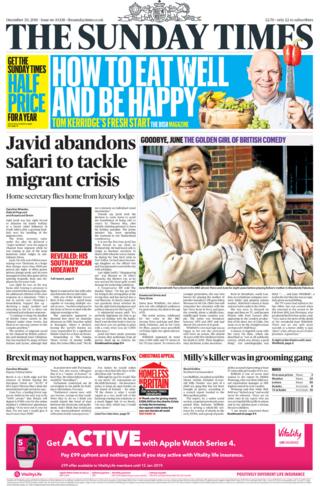 The Sunday Times front page
