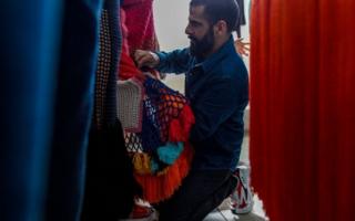 Brazilian designer and craftsman Gustavo Silvestre is pictured before a presentation of "Ponto Firme" project in the Adriano Marrey maximum security penitentiary in Guarulhos, Brazil on May 22, 2019.