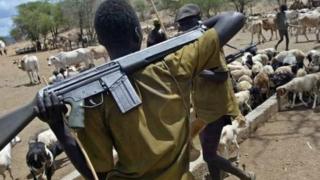 Wakulima wakionekana kujihami kwa silaha wakati wa malisho ya mifugo yao