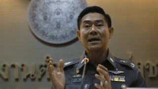 National police deputy spokesman Col Songpol Wattanachai addresses a press conference in Bangkok, Thailand, Friday, 4 Dec