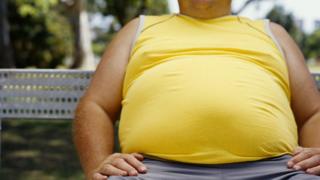 Obese man on a bench