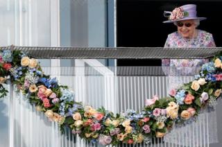 Queen Elizabeth looks on during Derby Festival