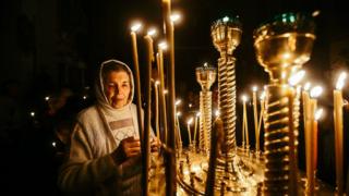 Пасхальное богослужение в Храме-часовне святой равноапостольной княгини Ольги в Запорожье