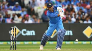 MS Dhoni of India bats during game three of the One Day International series between Australia and India at Melbourne Cricket Ground on January 18, 2019 in Melbourne, Australia