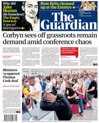 The Guardian front page 24/09/19