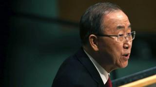 United Nations Secretary General Ban Ki-moon delivers opening remarks at the United Nations General Assembly at U.N. headquarters on September 28, 2015 in New York City.