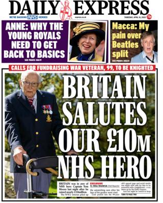 Front page of the Daily Express