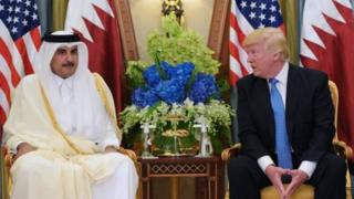 Shugaban Amurka Donald Trump da Sarki Tamimi Bin Hamad na Qatar